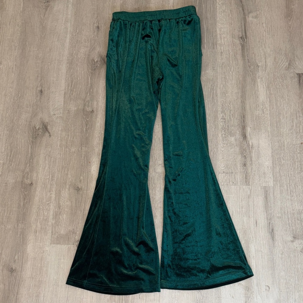 SHEIN Emerald Green Velvet Flared Pants